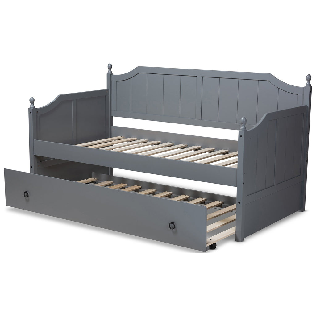 Baxton Studio Millie Cottage Grey Daybed Trundle Beds