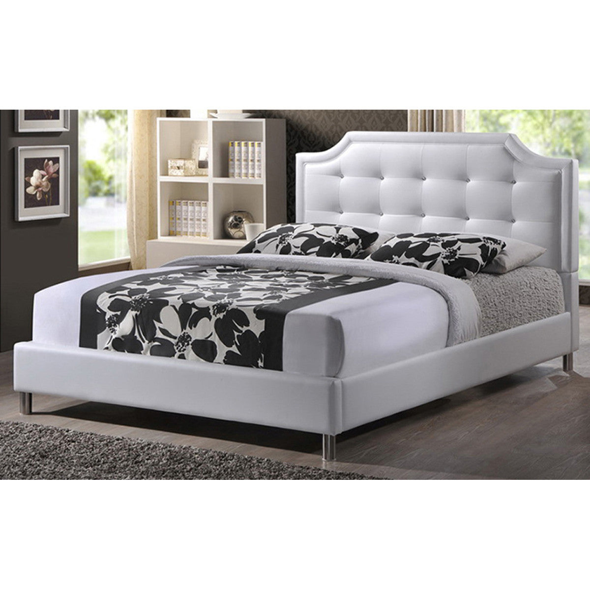 Carlotta Modern Bed With Upholstered Headboard Queen Size