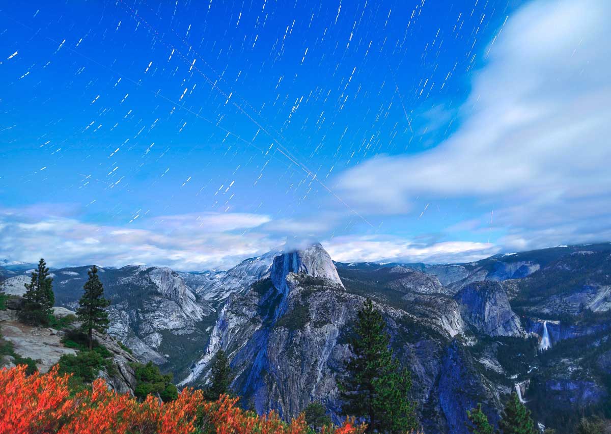 Yosemite National Park view of Half Dome during fall season.