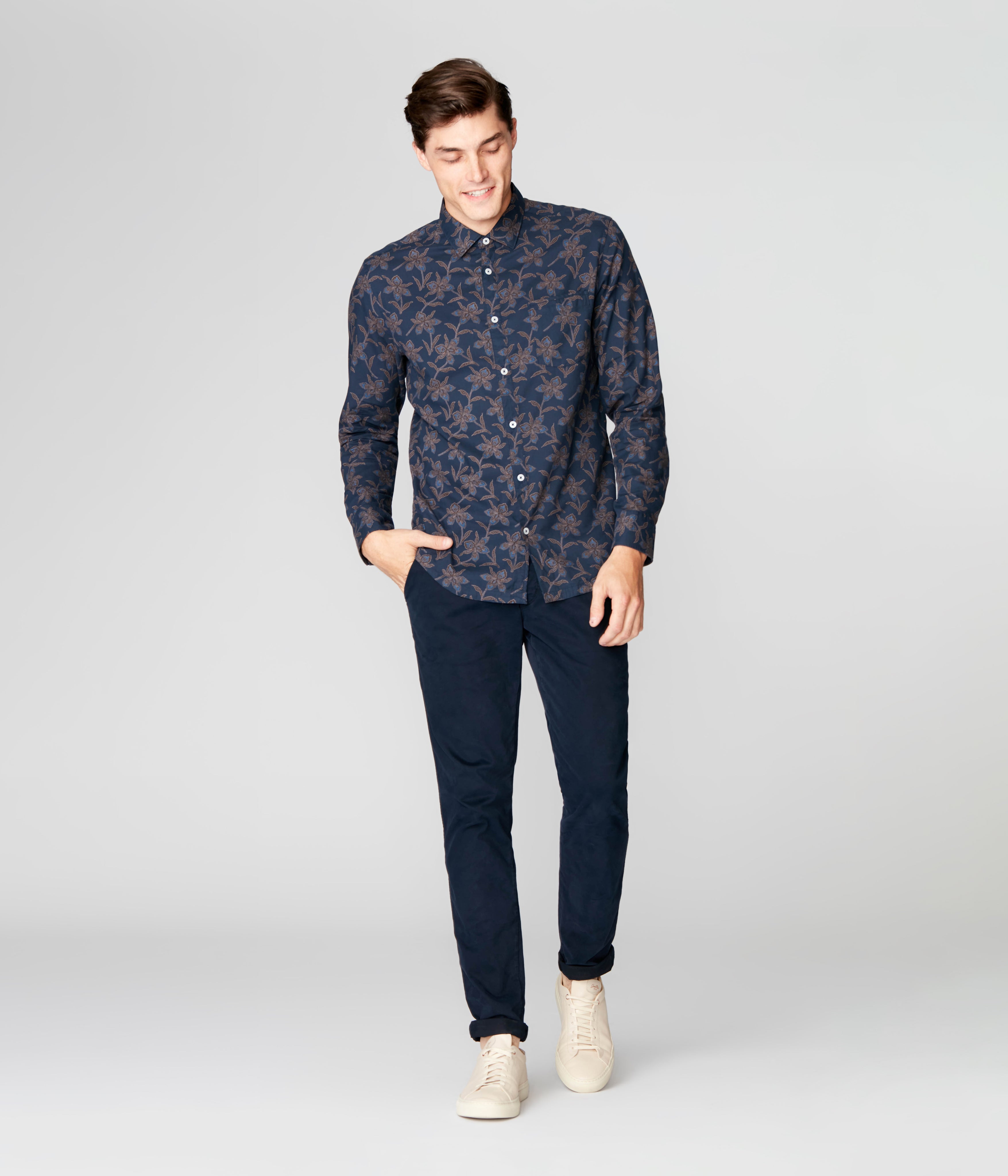 On-Point Print Shirt - Navy Magnolia Floral