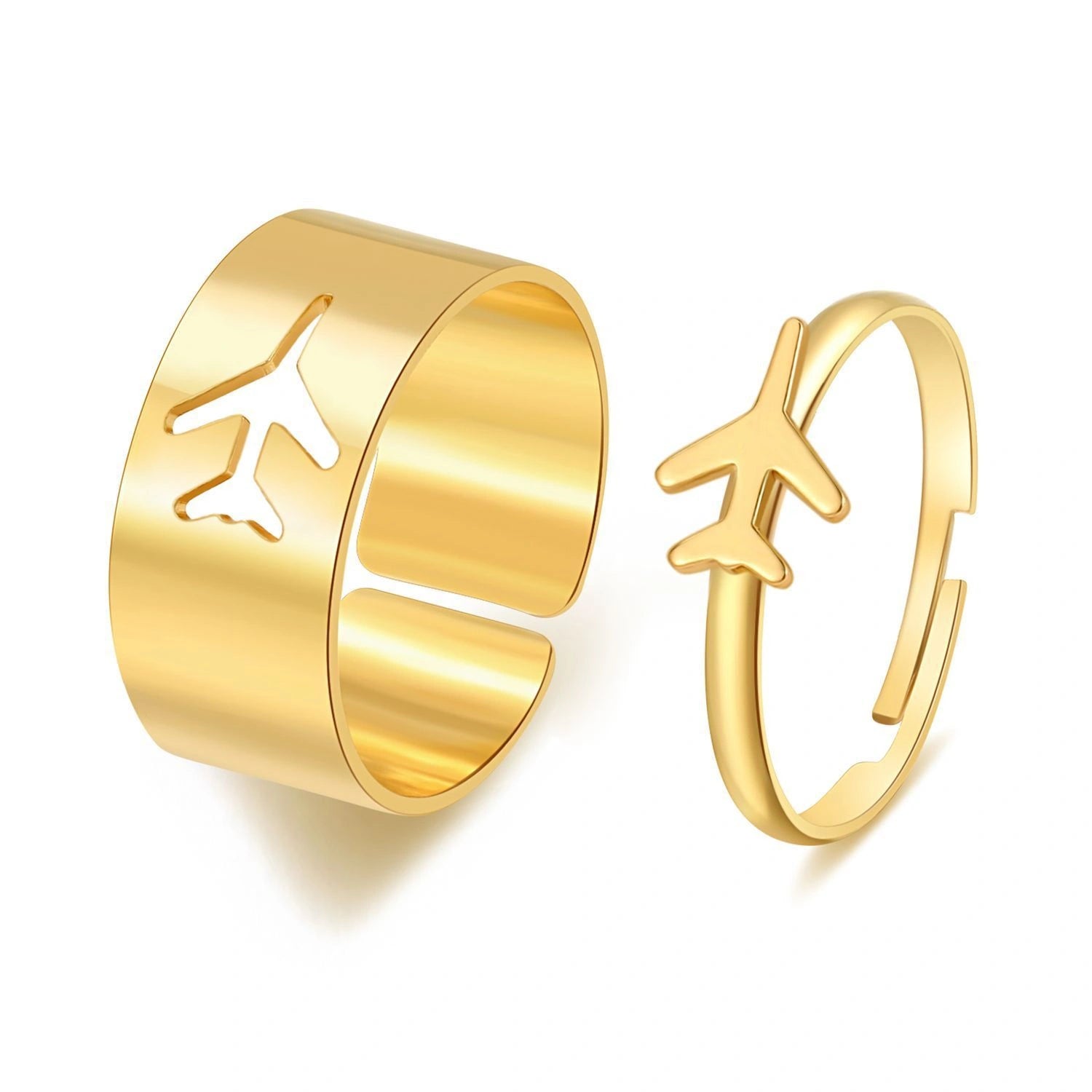 Stylish Adjustable Butterfly Couple Rings Set in Punk Design