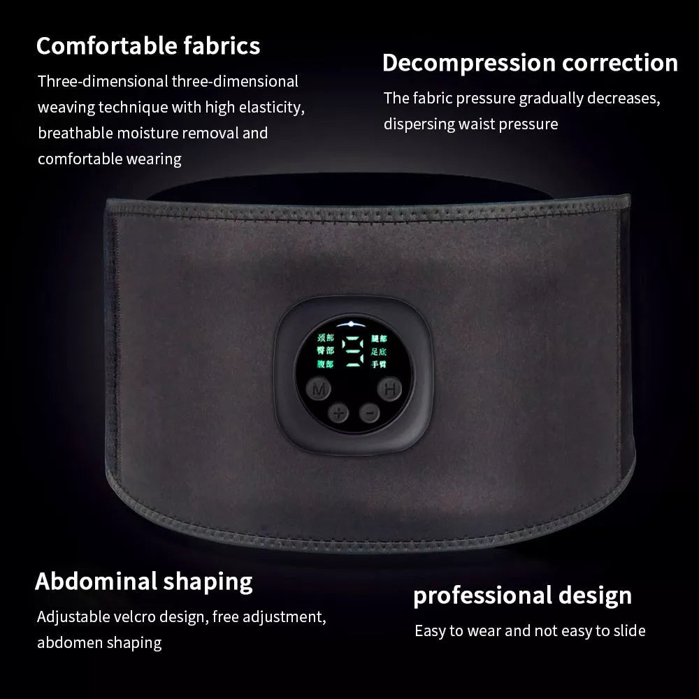 Smart Digital Display Fitness EMS Belt with USB Charging
