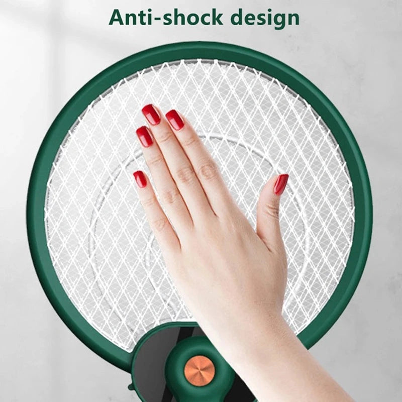 Dual-Mode Electric Mosquito Swatter with UV Light and Safety Grid