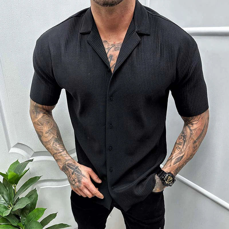 Men's Cotton Blend Short Sleeve Cardigan Shirt