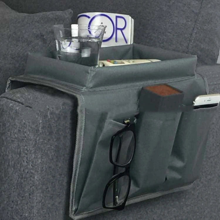 Handrail Couch Armrest Organizer with Multiple Pockets for Remote Controls and Magazines