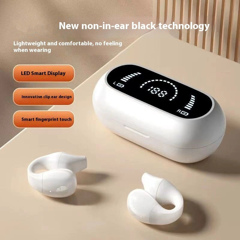 Bluetooth 5.2 Ear Clip Bone Conduction Headphones with Noise Cancelling Mic