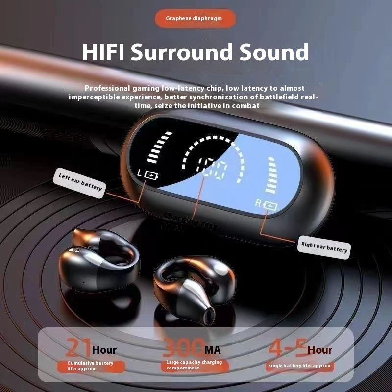 Bluetooth 5.2 Ear Clip Bone Conduction Headphones with Noise Cancelling Mic