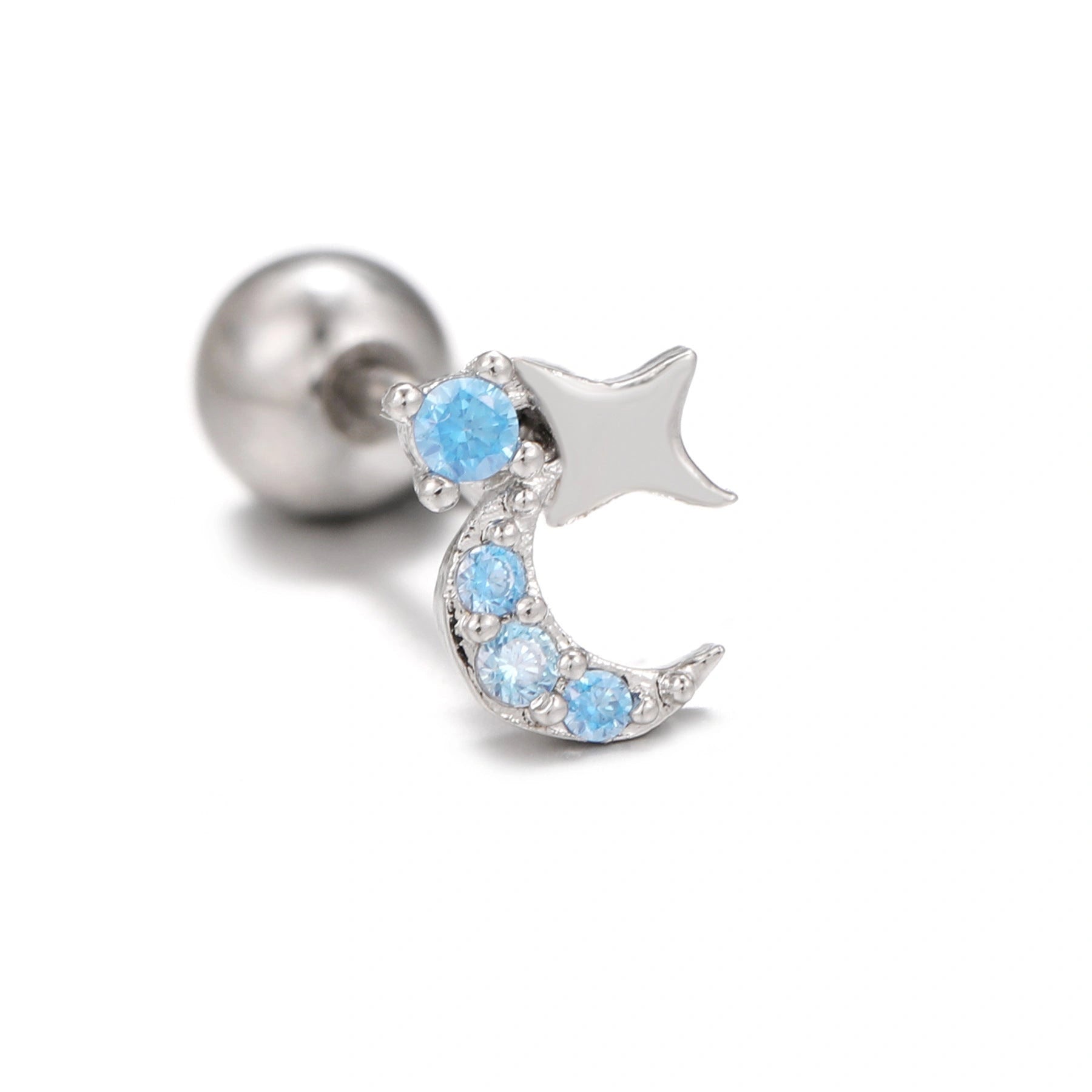 Stylish Star Moon Cubic Zirconia Cartilage Earring