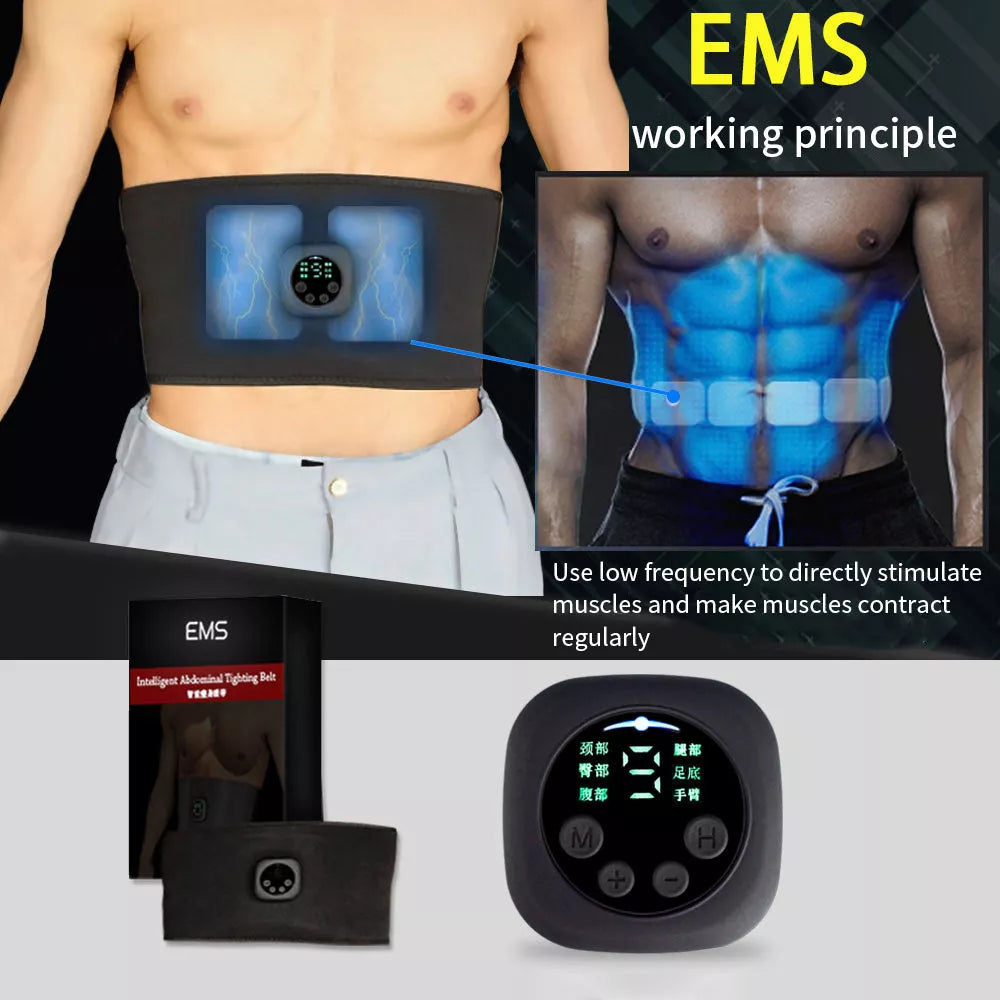 Smart Digital Display Fitness EMS Belt with USB Charging