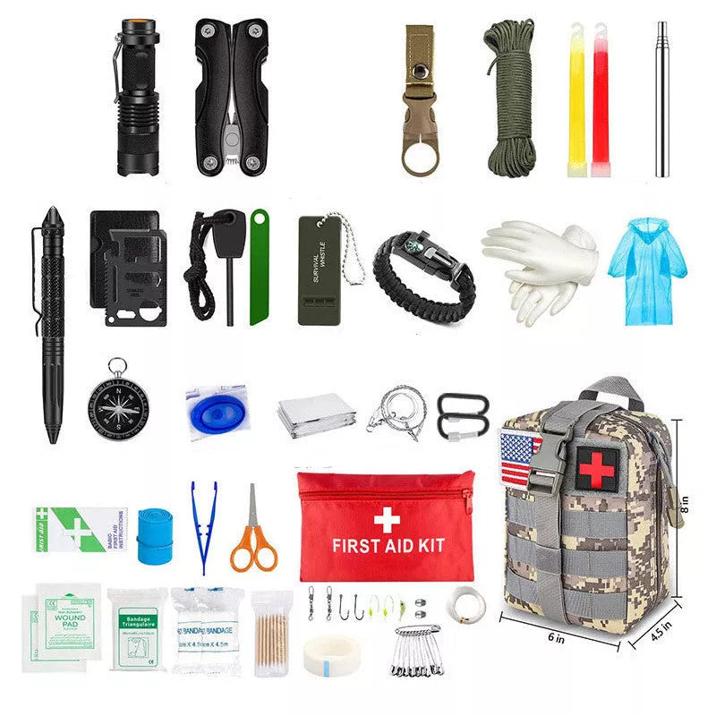 Standby Self-defense Supplies First Aid Kits with Comprehensive Emergency Tools
