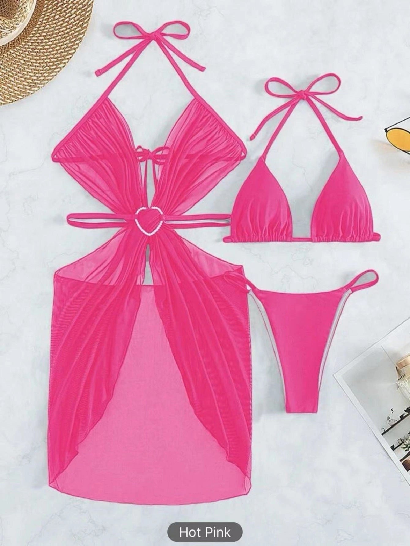 3-piece Halter Neck Bikini Set for Beach and Summer Wear