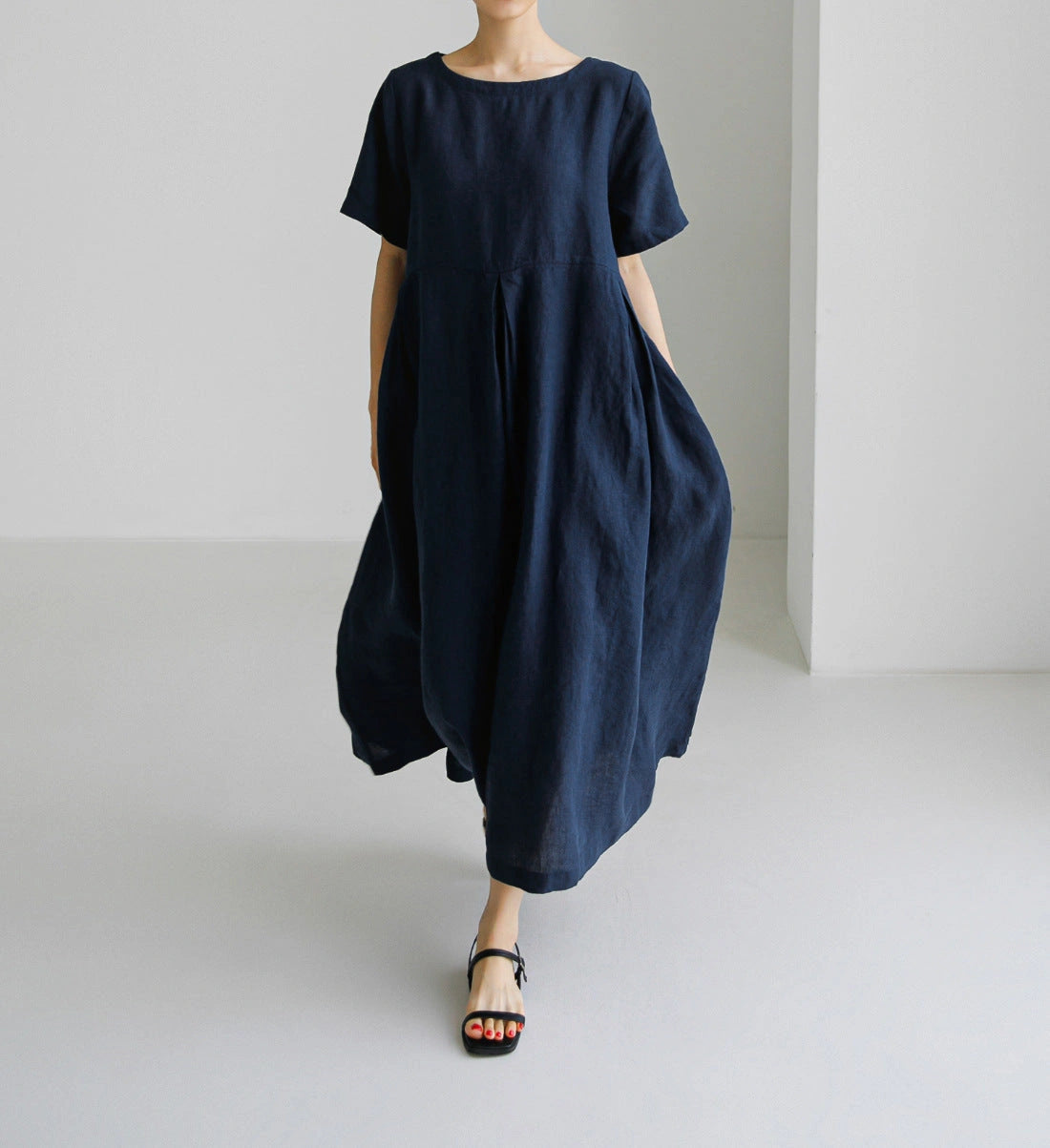 Comfortable Loose Cotton and Linen Dress