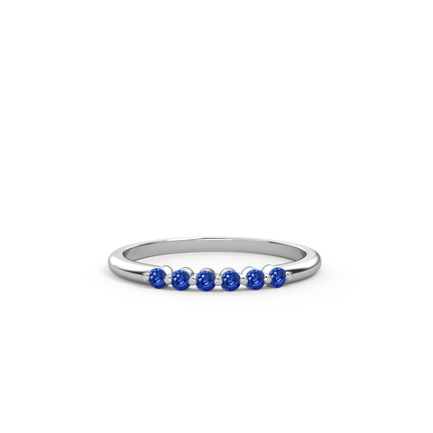 Bague Eclat Or Blanc et Saphir Bleu