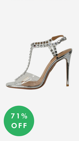 second hand Aquazzura silver sandal heels