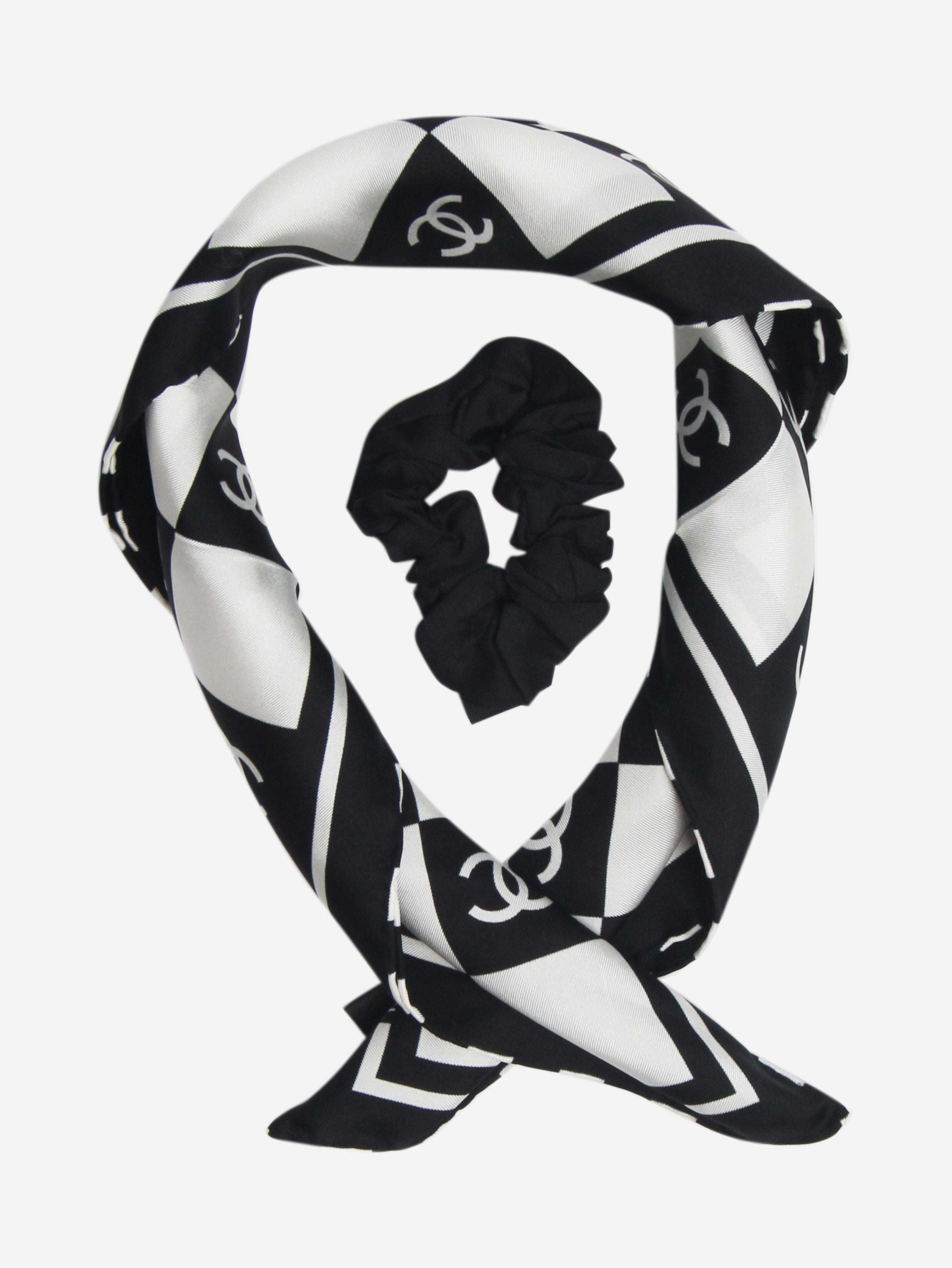 image of Black checked silk neck tie