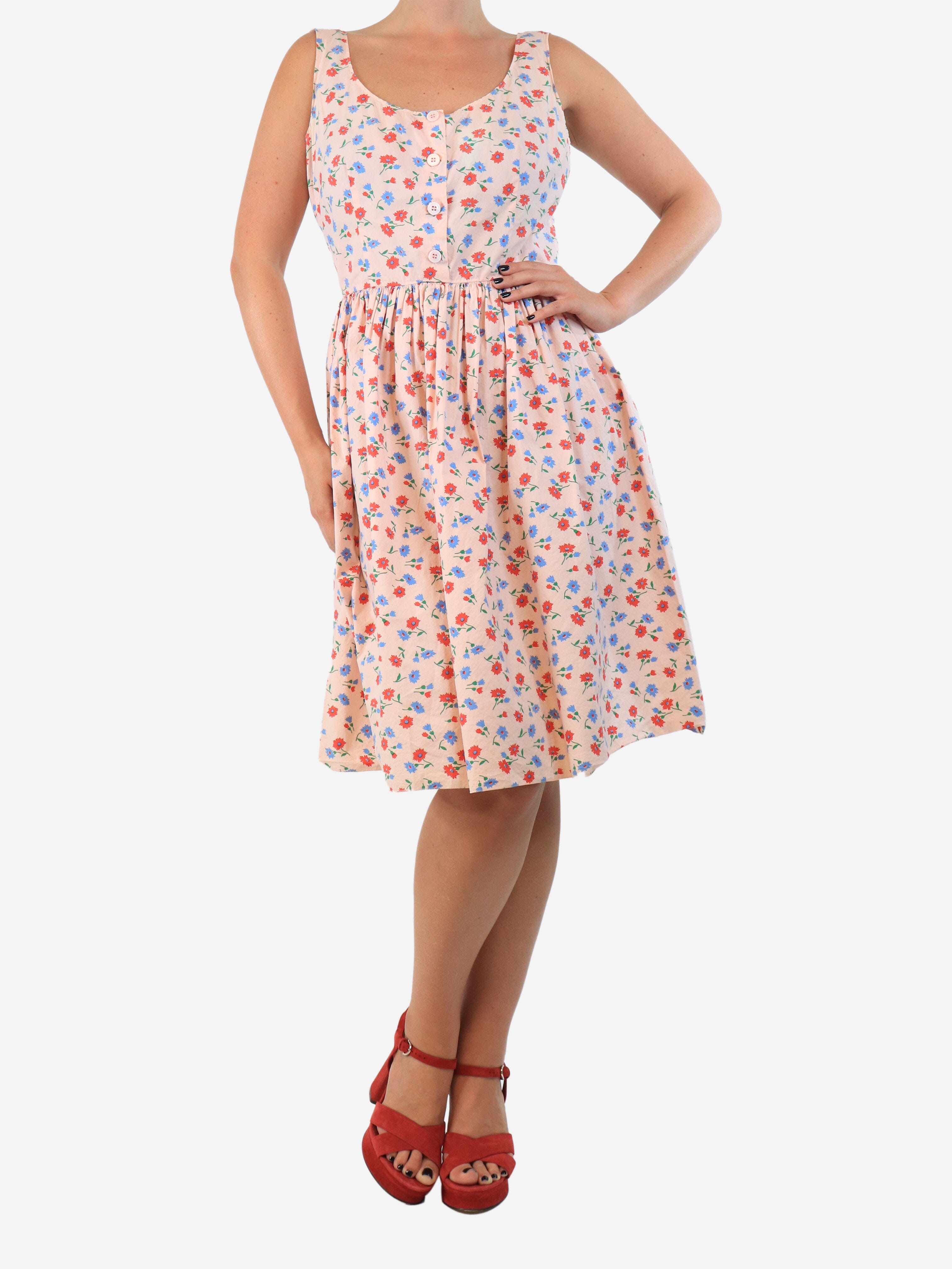 image of Prada Pink daisy printed dress - size UK 10