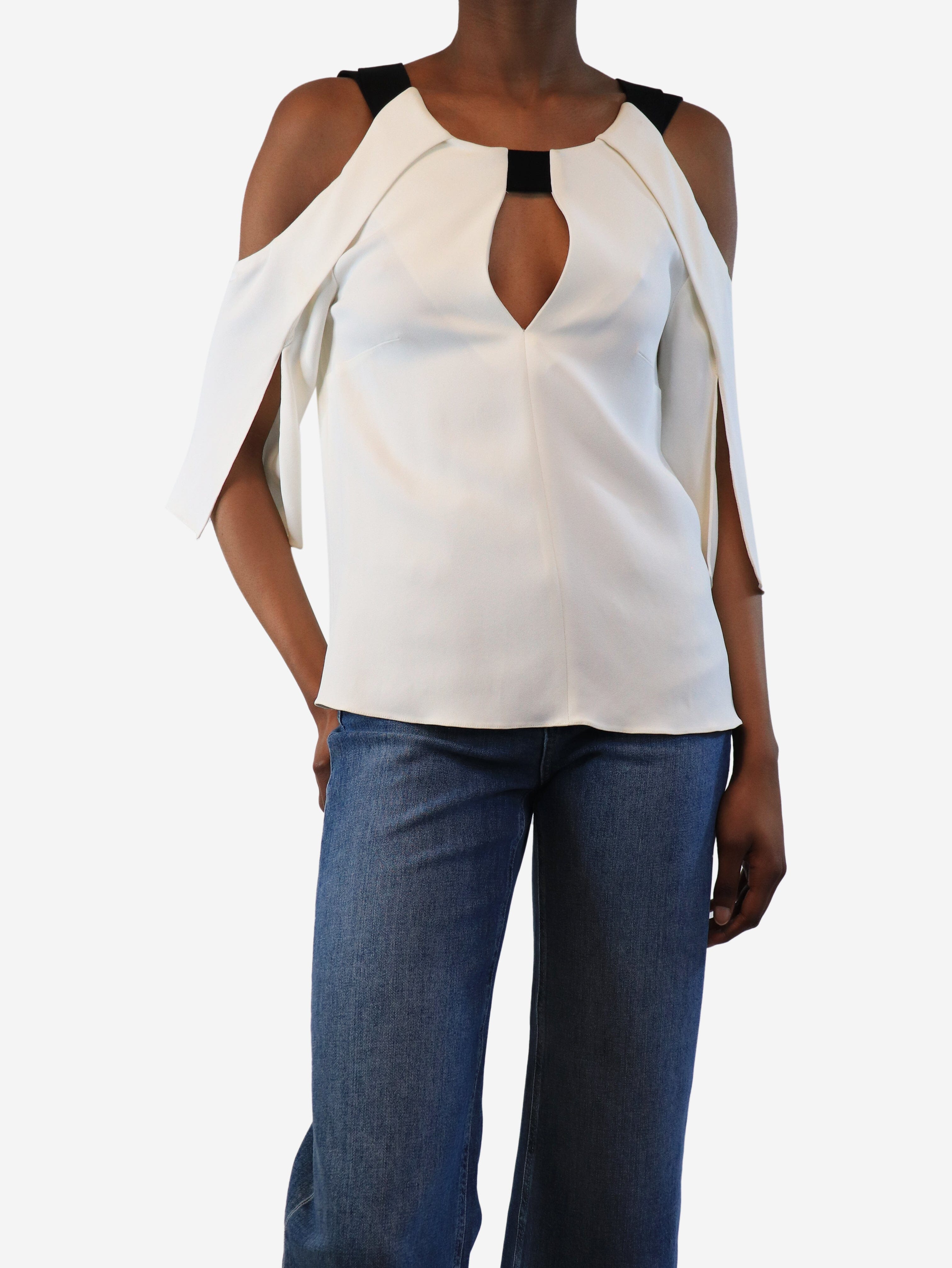 image of White shoulderless top - size UK 6
