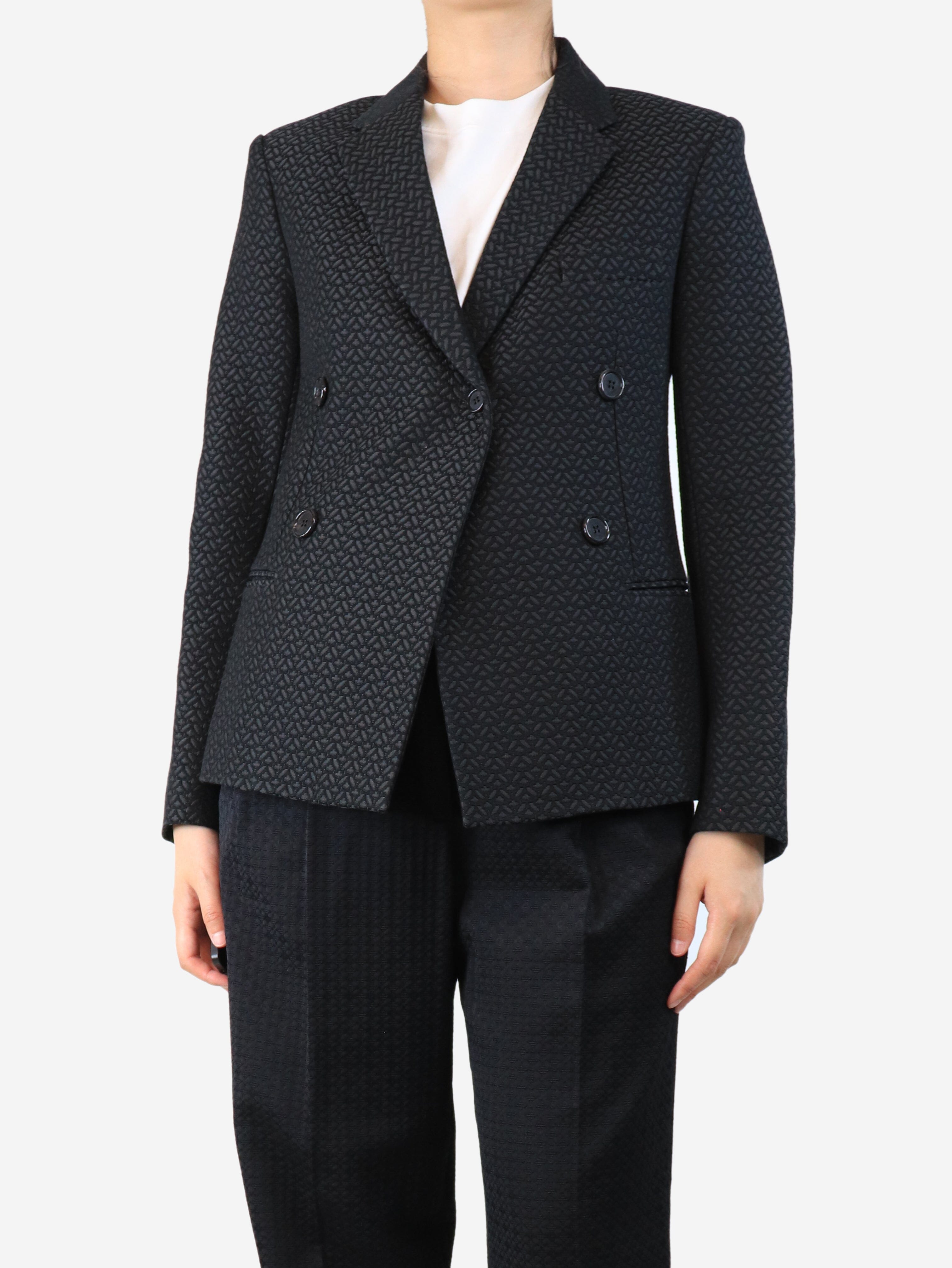 image of Black textured blazer - size UK 12