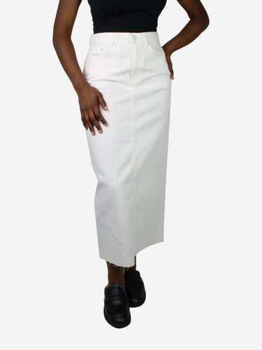 Louis Vuitton Signature Buckle Wool Twill Skirt Milk White. Size 34