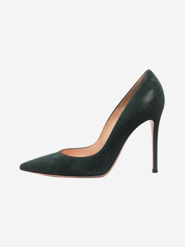 Dark green suede pointed-toe pumps - size EU 39