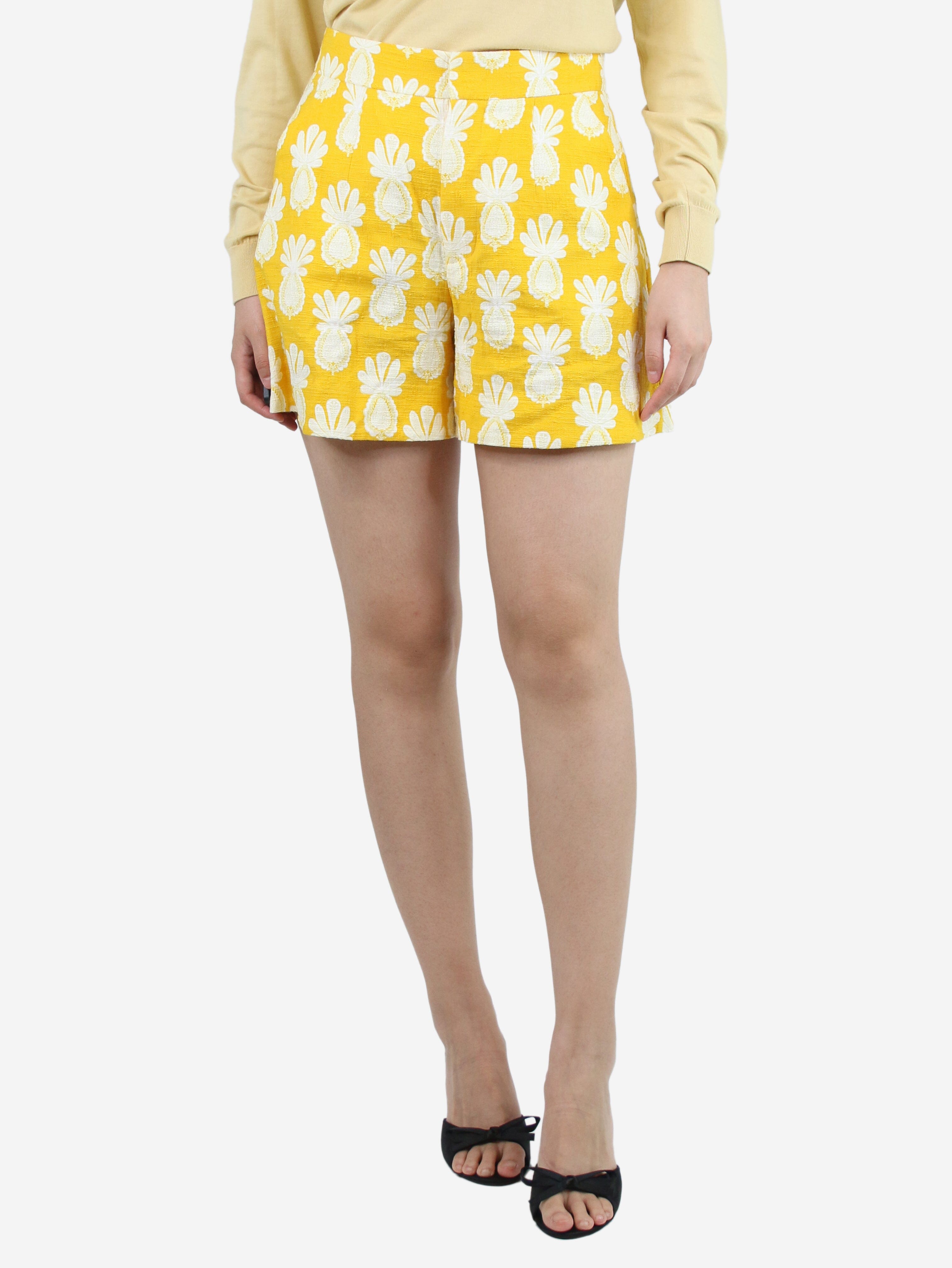 Image of Yellow cotton pineapple-print shorts - size M