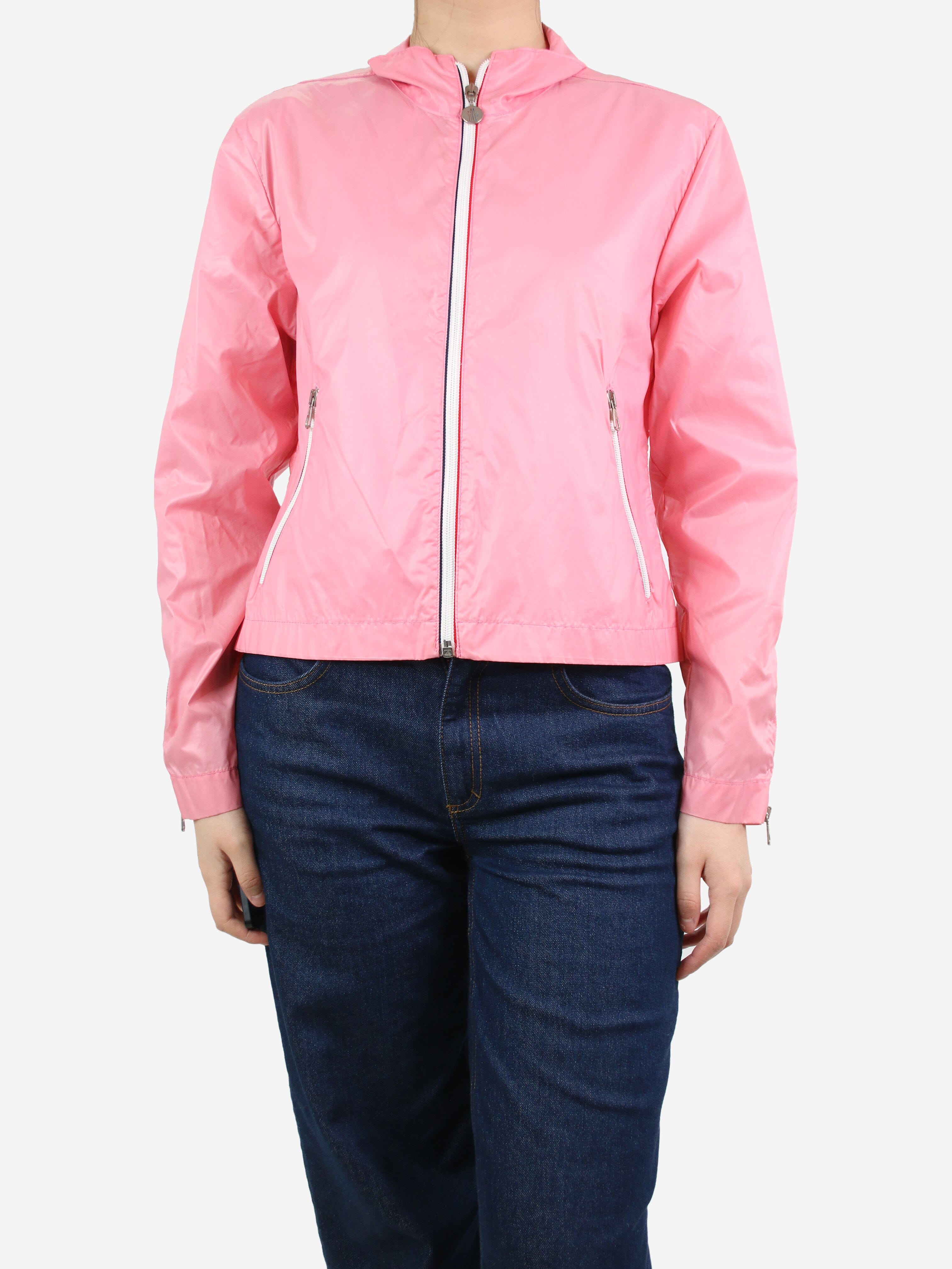 image of Pink cropped windbreaker jacket - size UK 8