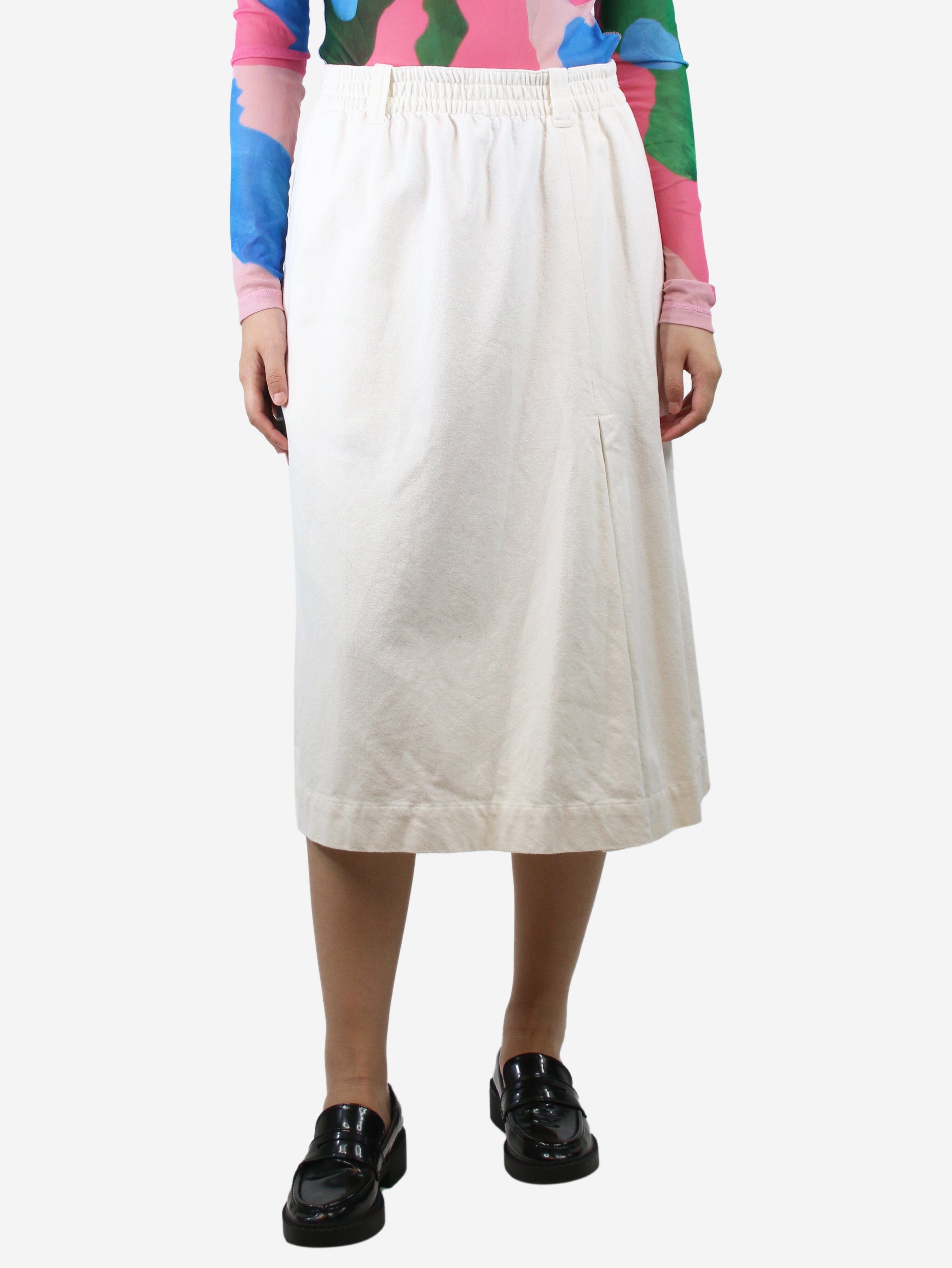 Image of Cream linen-blend midi skirt - size M