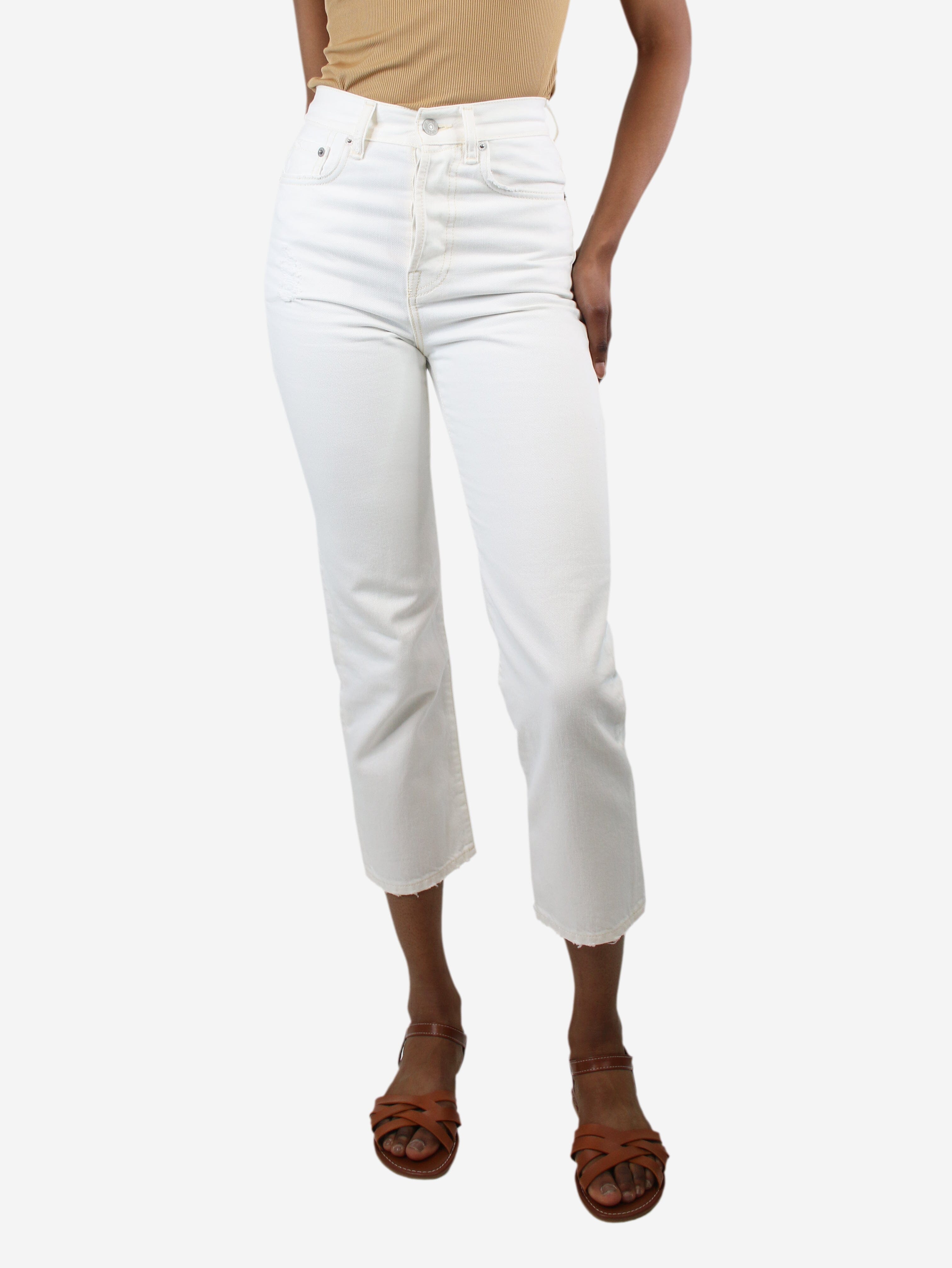 Image of White high-rise cut straight-leg jeans - size UK 6