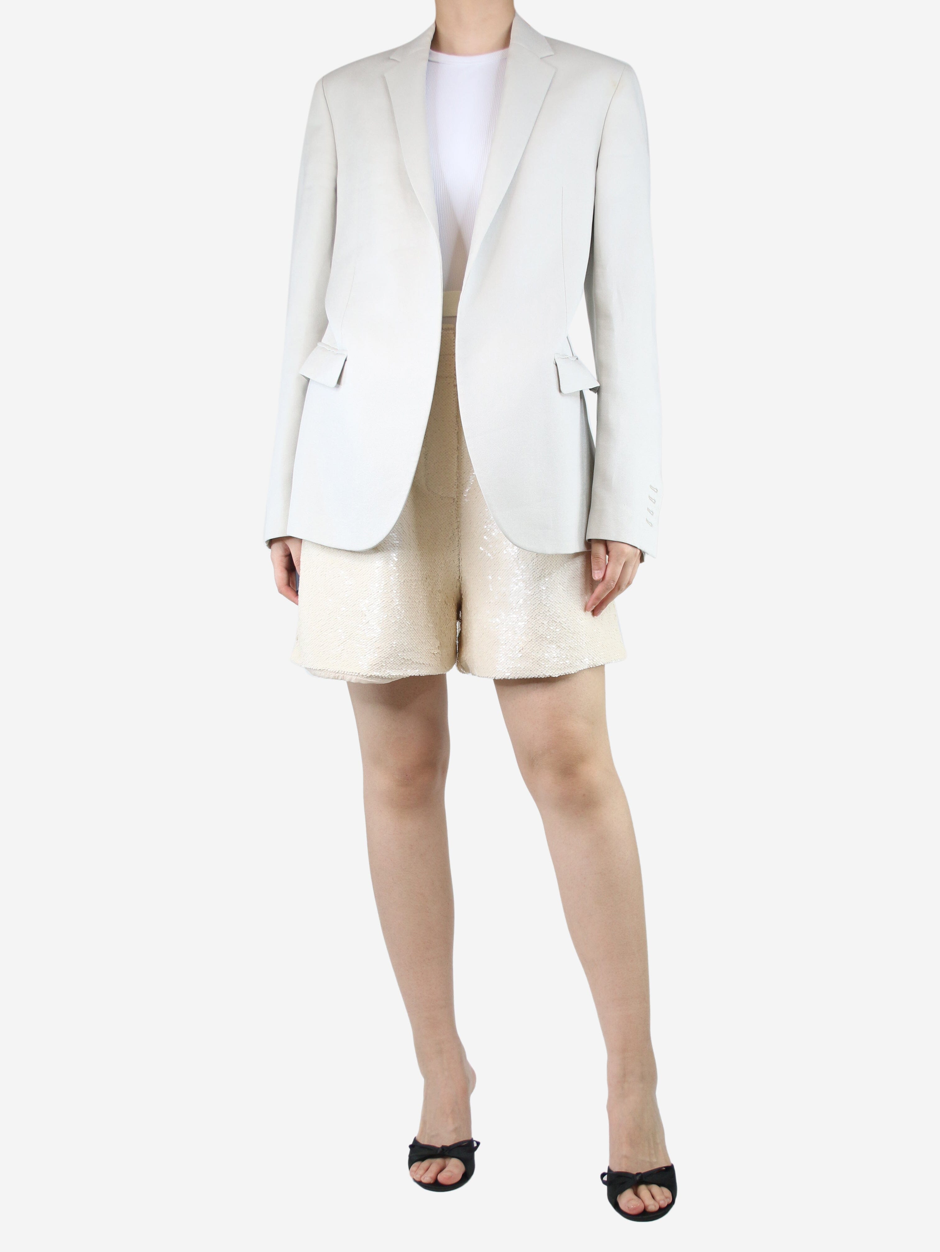 image of Neutral twill blazer - size UK 10