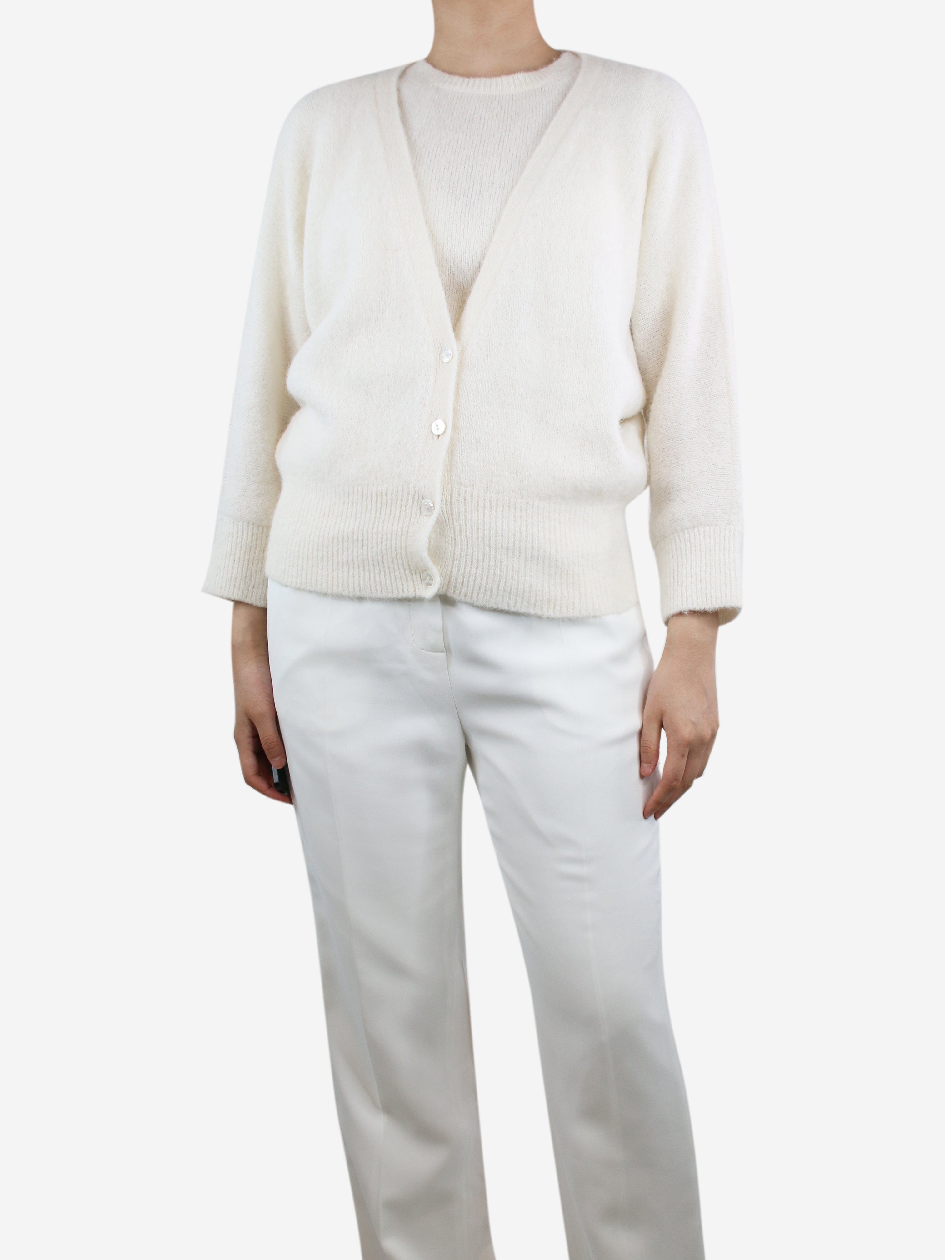 Image of Cream alpaca-blend top and cardigan - size M