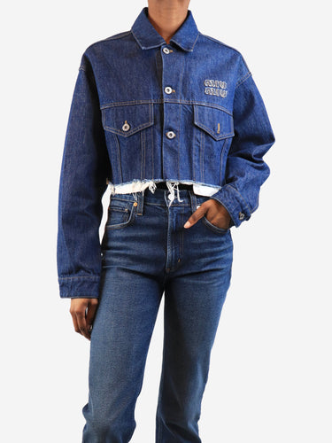 Blue denim cropped jacket - size UK 4