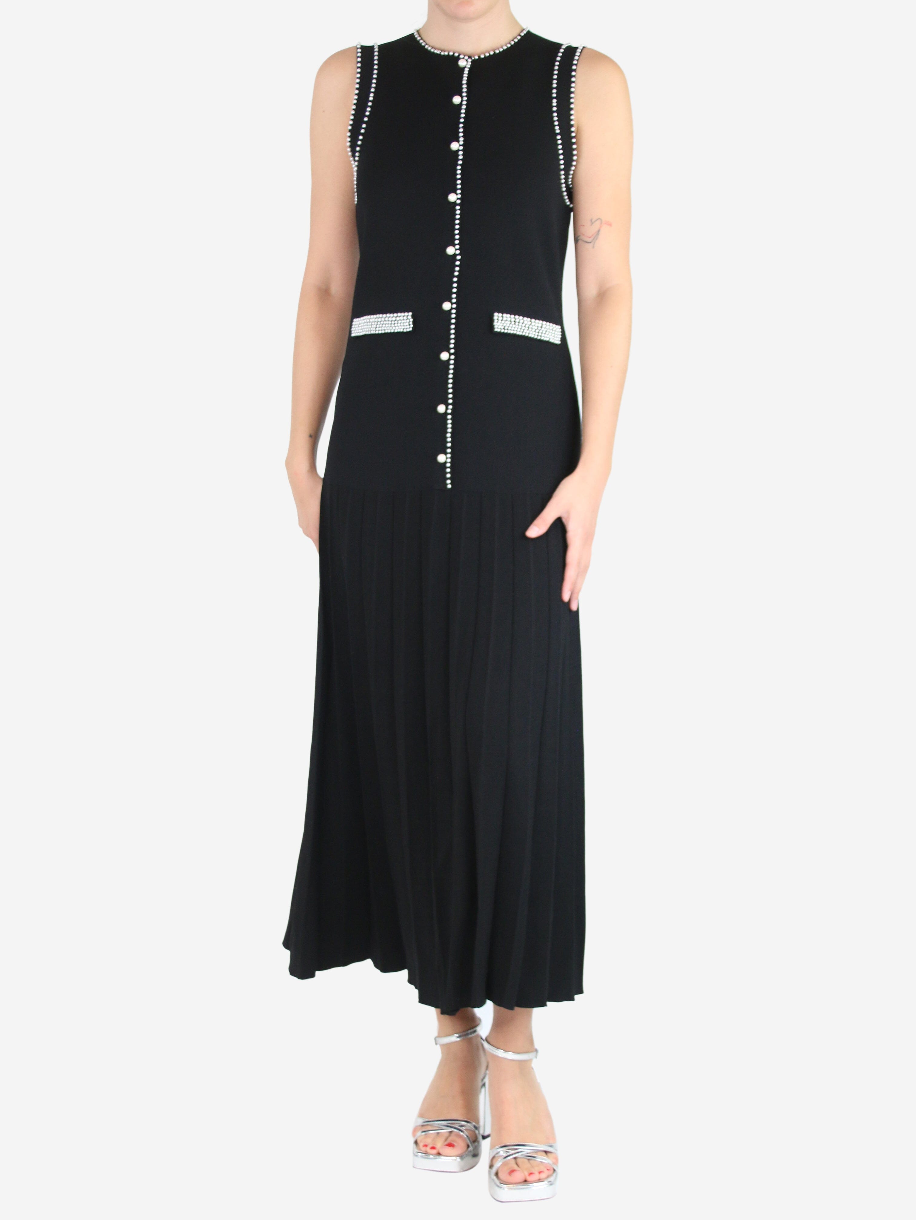 Image of Black sleeveless knit midi dress - size UK 12