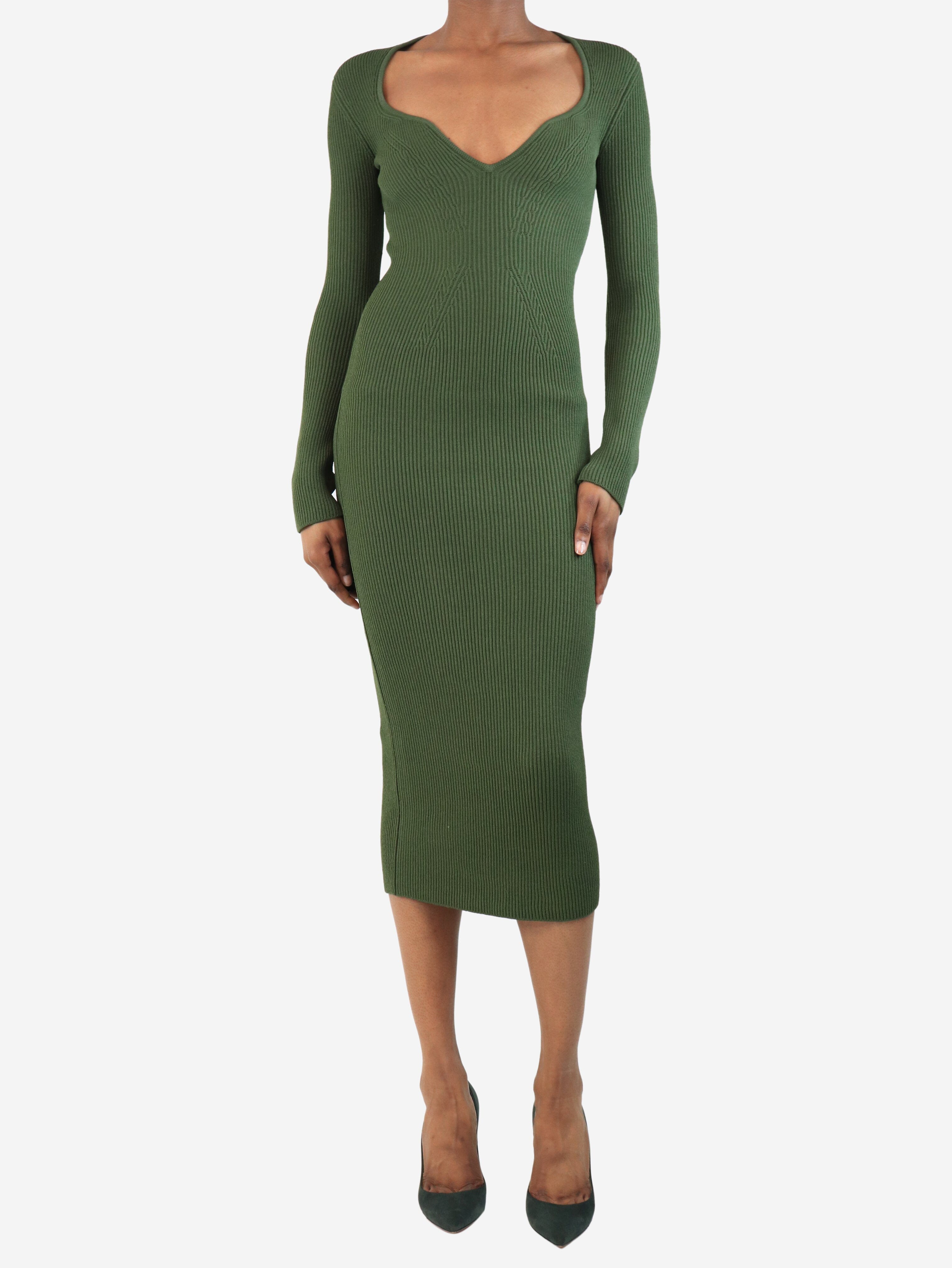 image of Green Alessandra ribbed midi dress - size XS