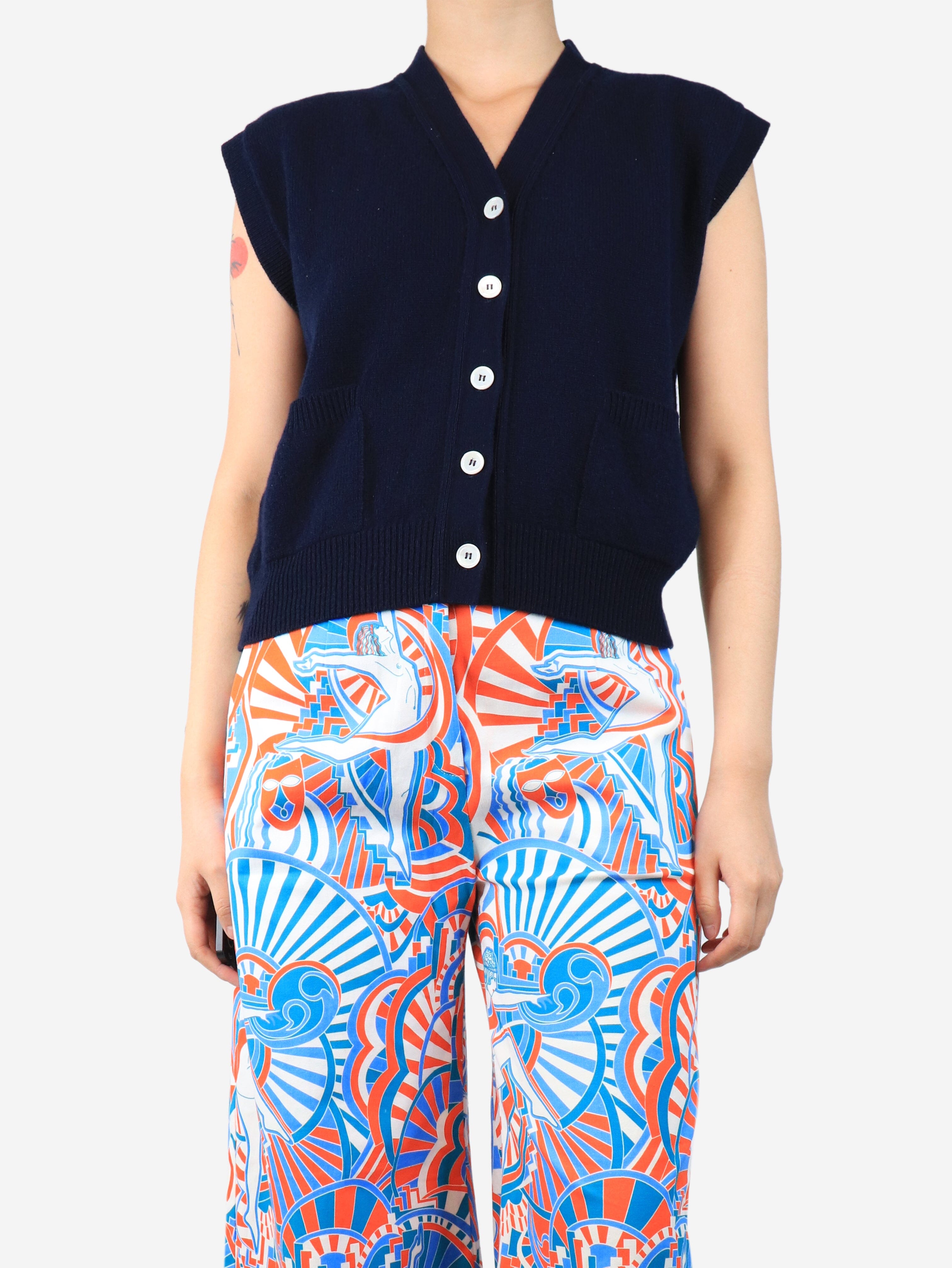 image of Navy knit vest - size S