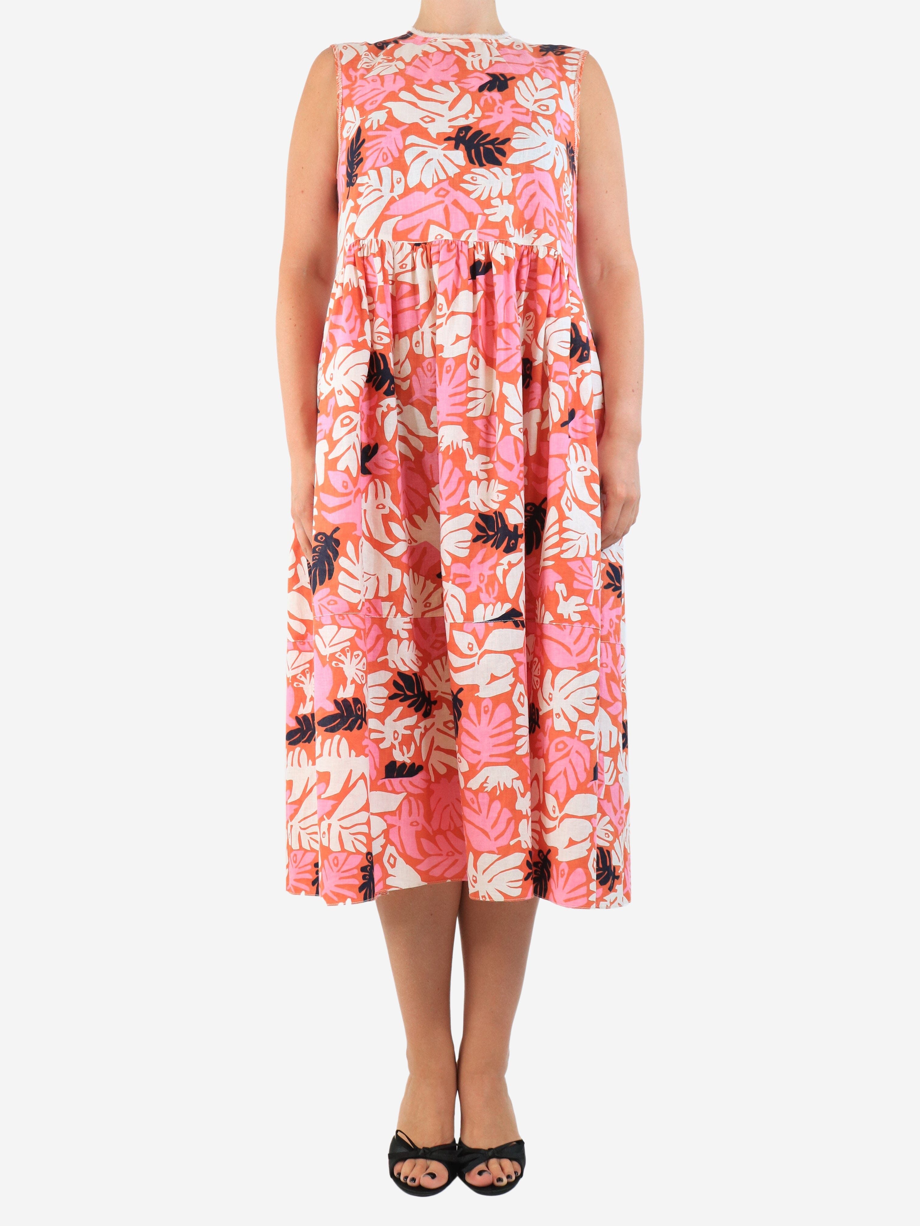 image of Multicolour sleeveless floral midi dress - size UK 8
