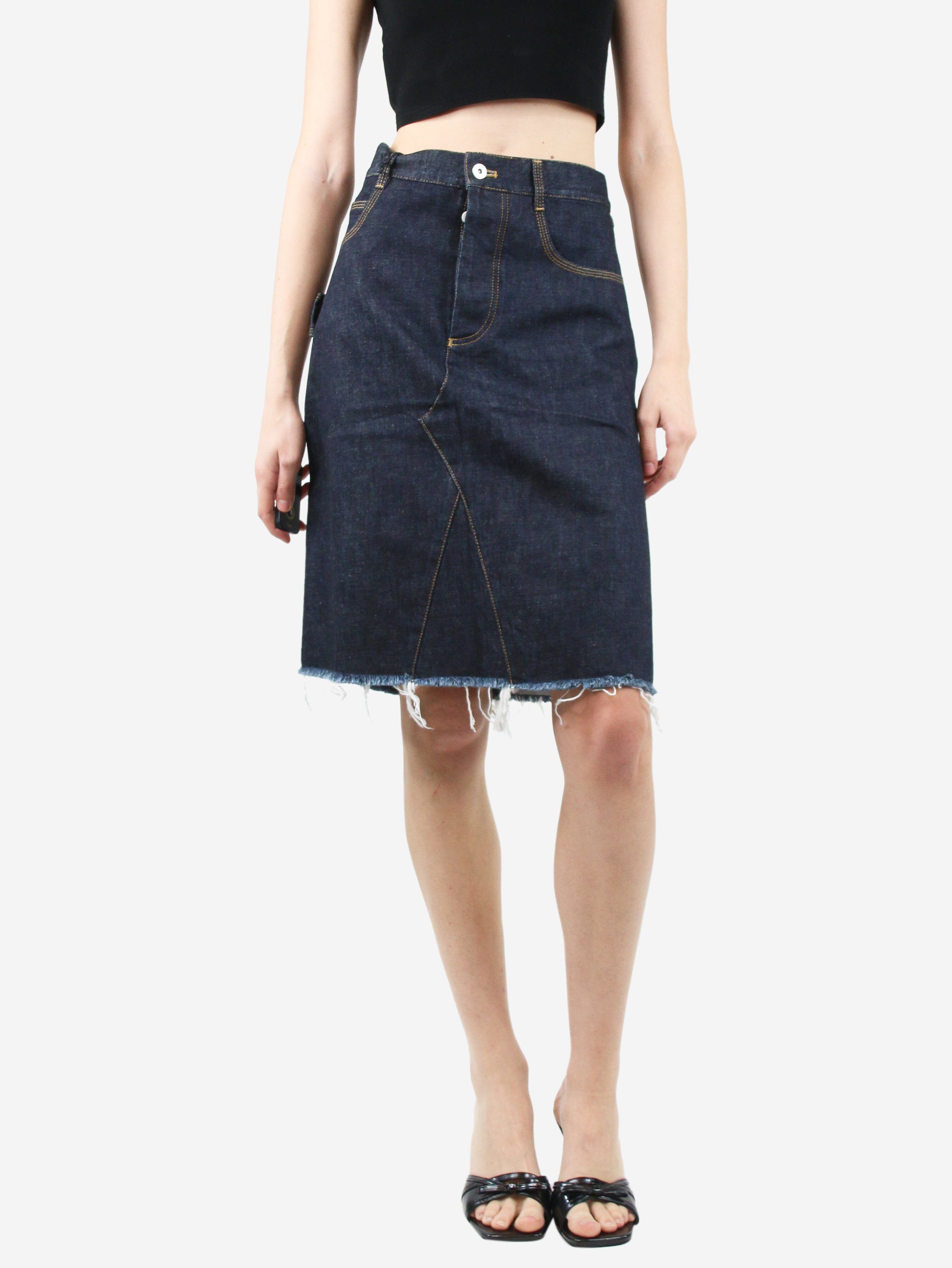 image of Dark blue denim skirt - size UK 2