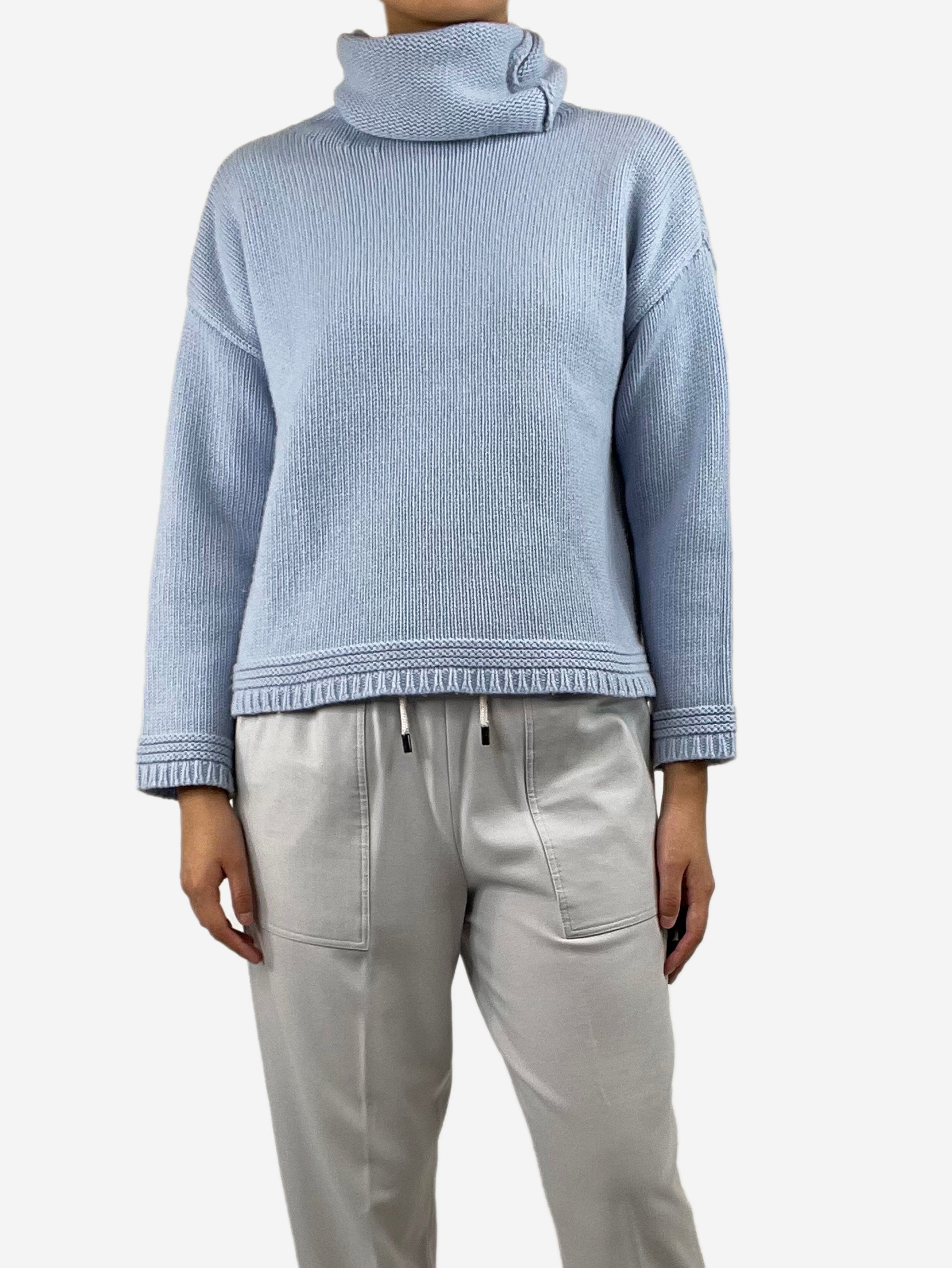 image of Baby blue cashmere high-neck jumper - size S