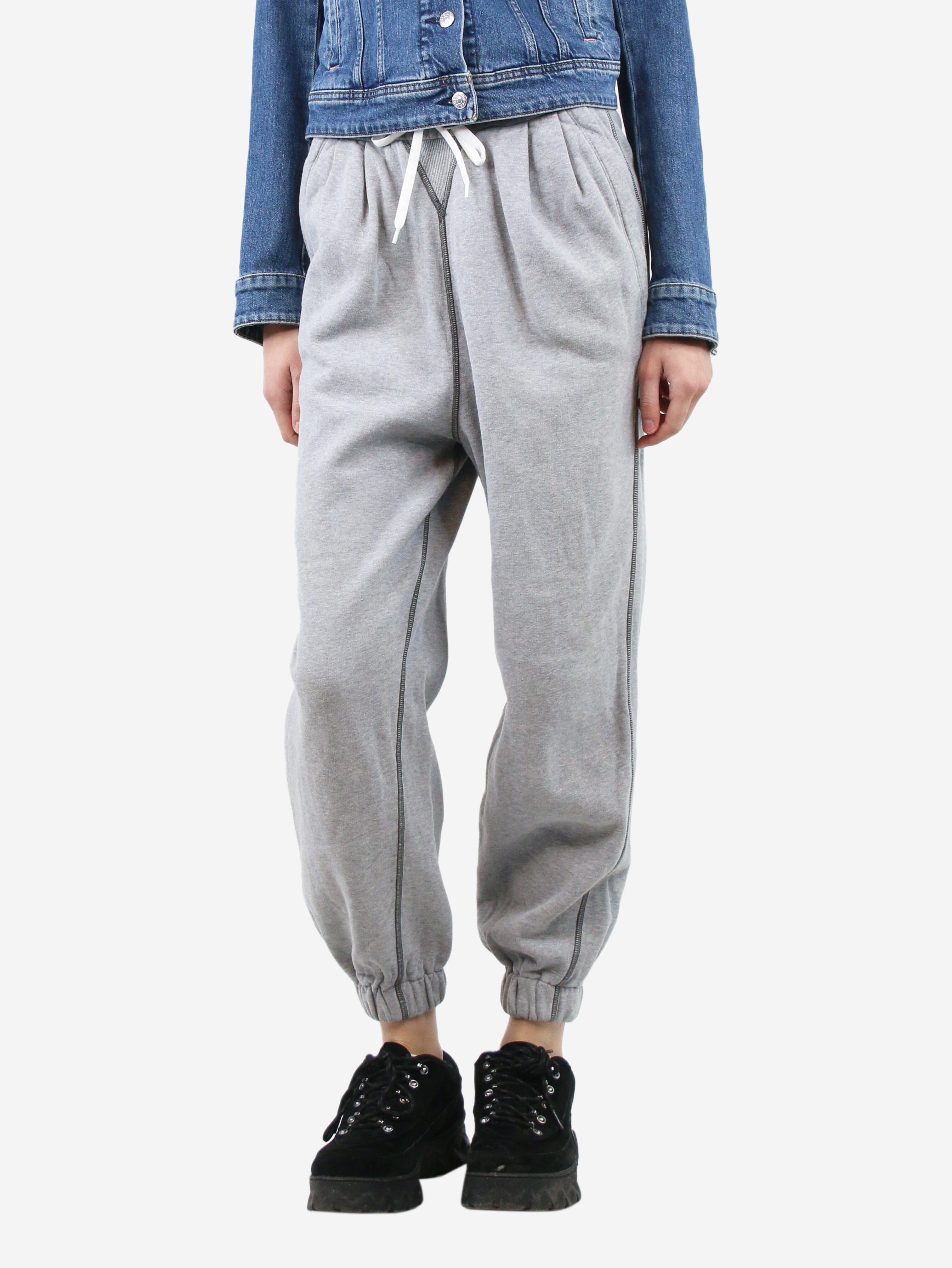 Image of Grey cotton cuffed joggers - size UK 4