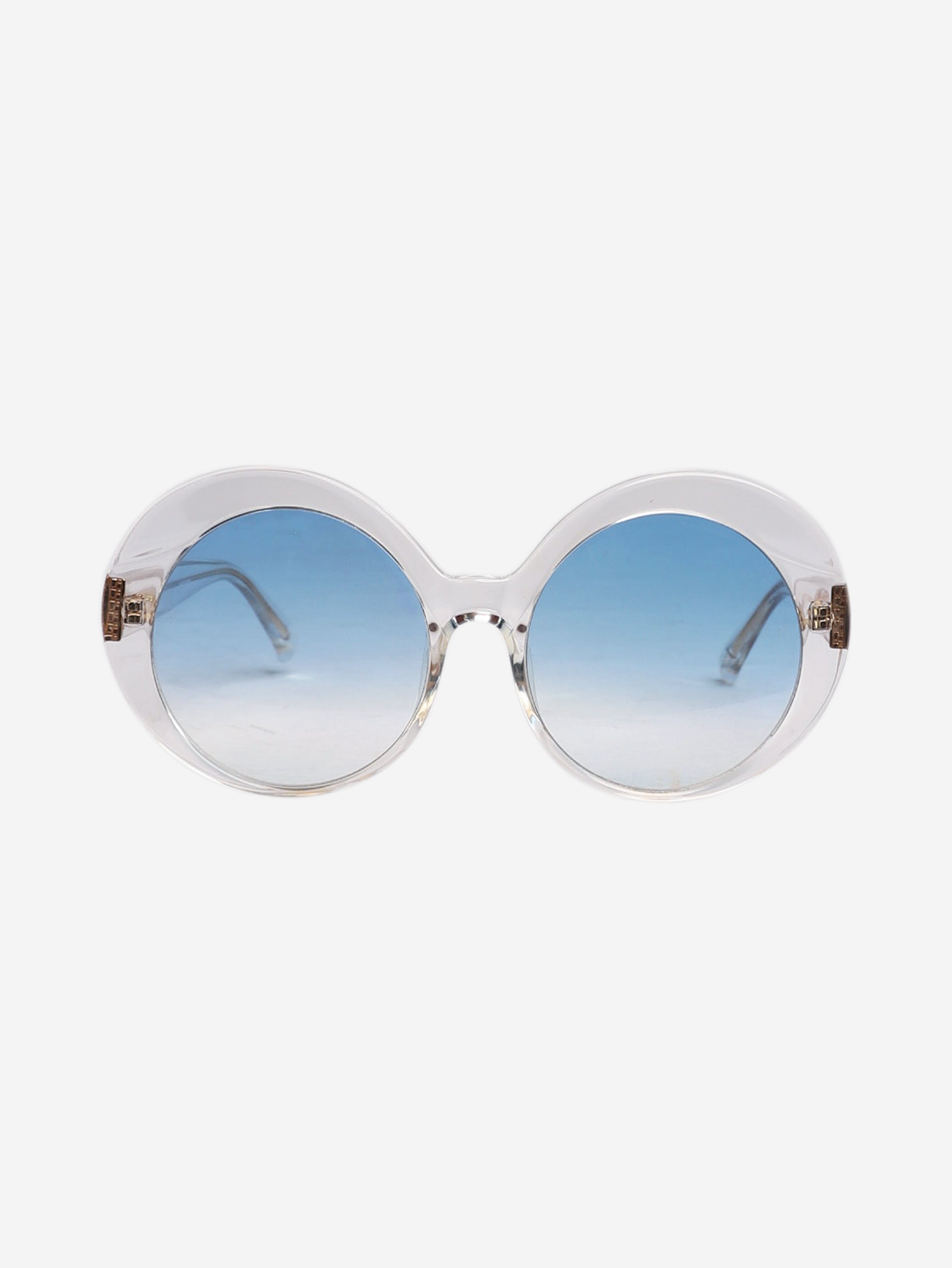 image of Blue oversized round-lens sunglasses