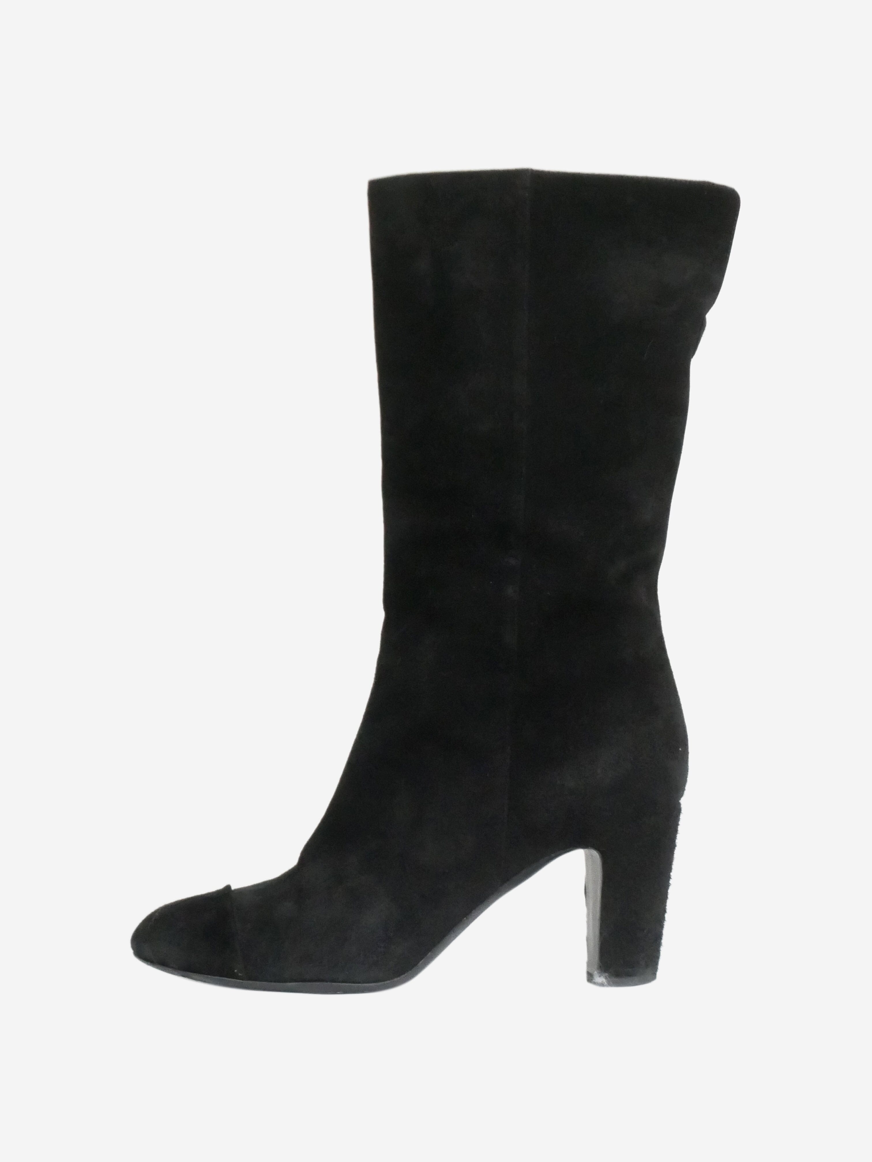 Chanel pre-owned black leather ankle boots
