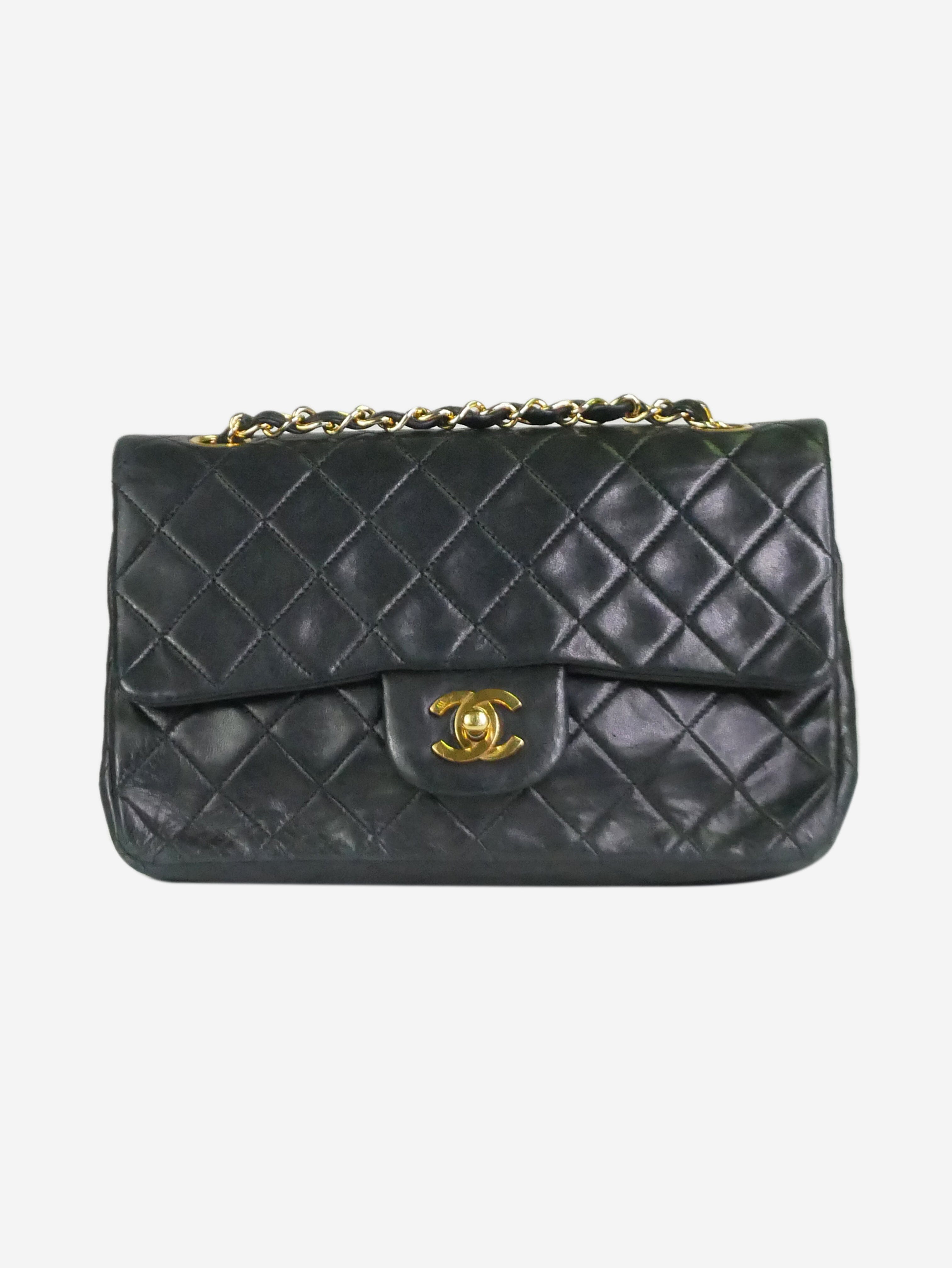 Black pre-owned Chanel quilted shoulder bag with pearl detail