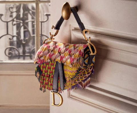 Christian Dior Limited Edition Mini Beaded Saddle Bag