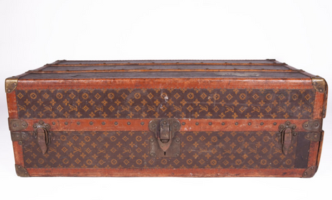 Sold at Auction: LOUIS VUITTON - TRUNK SILK SCARF - MONOGRAM LV LUGGAGE  PRINT