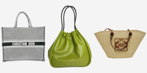 Designer tote bag and straw basket bag