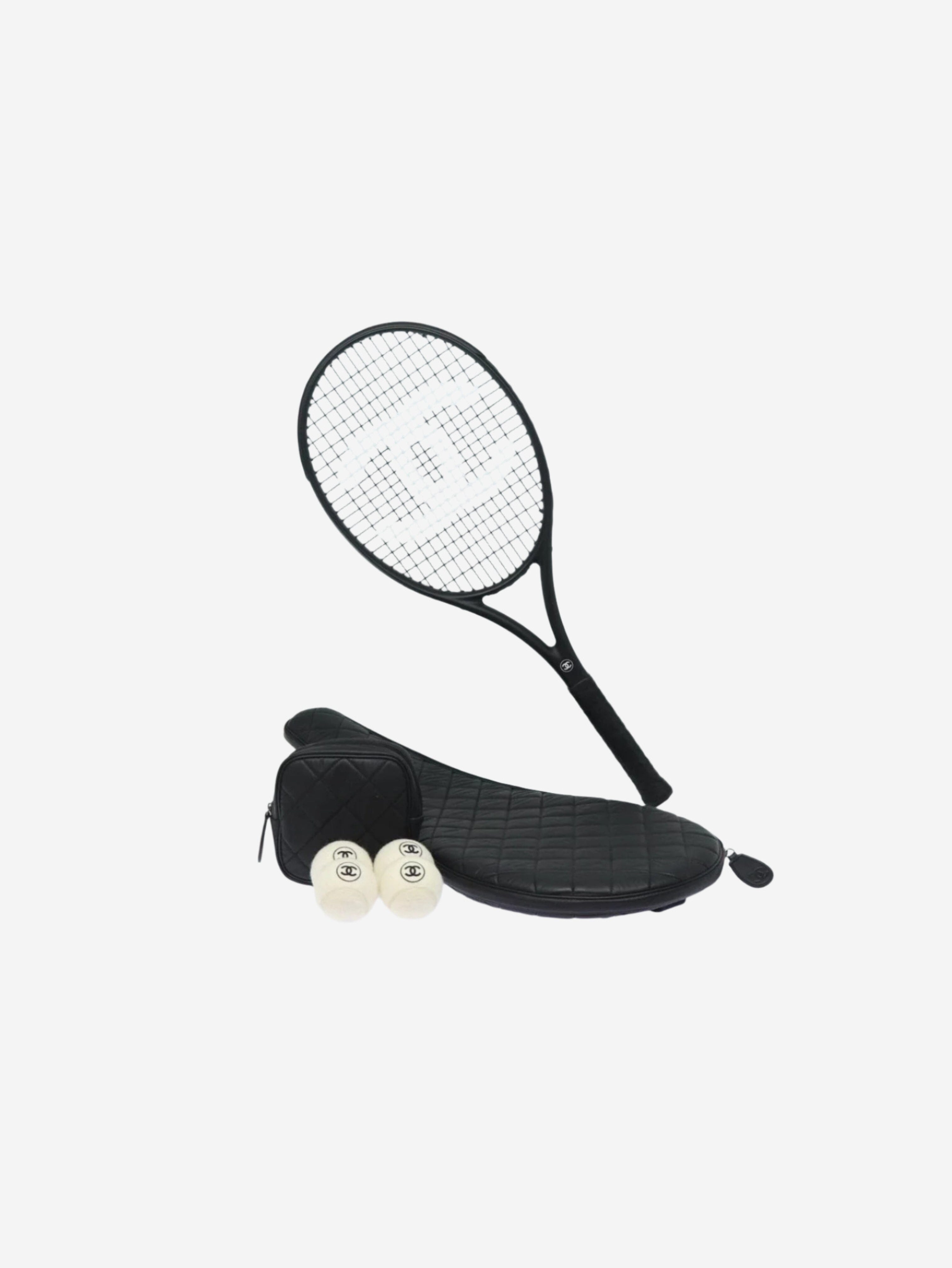 image of Black CC tennis racket and balls set