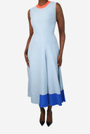 Blue sleeveless midi dress - size UK 10