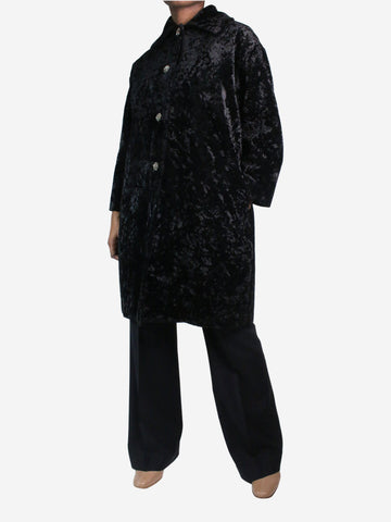 Black velvet coat - size UK 12