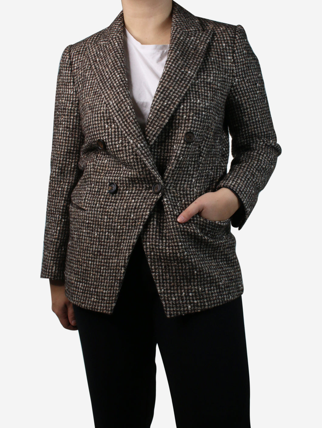 Brown double-breasted tweed blazer - size IT 38 Coats & Jackets Brunello Cucinelli 
