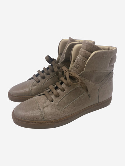 Brown high top lace up trainers  - size EU 40