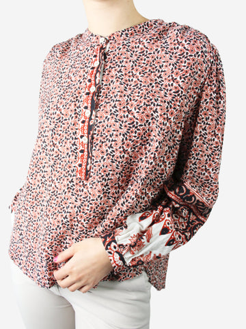 Xirena Red floral printed button-up blouse - size S